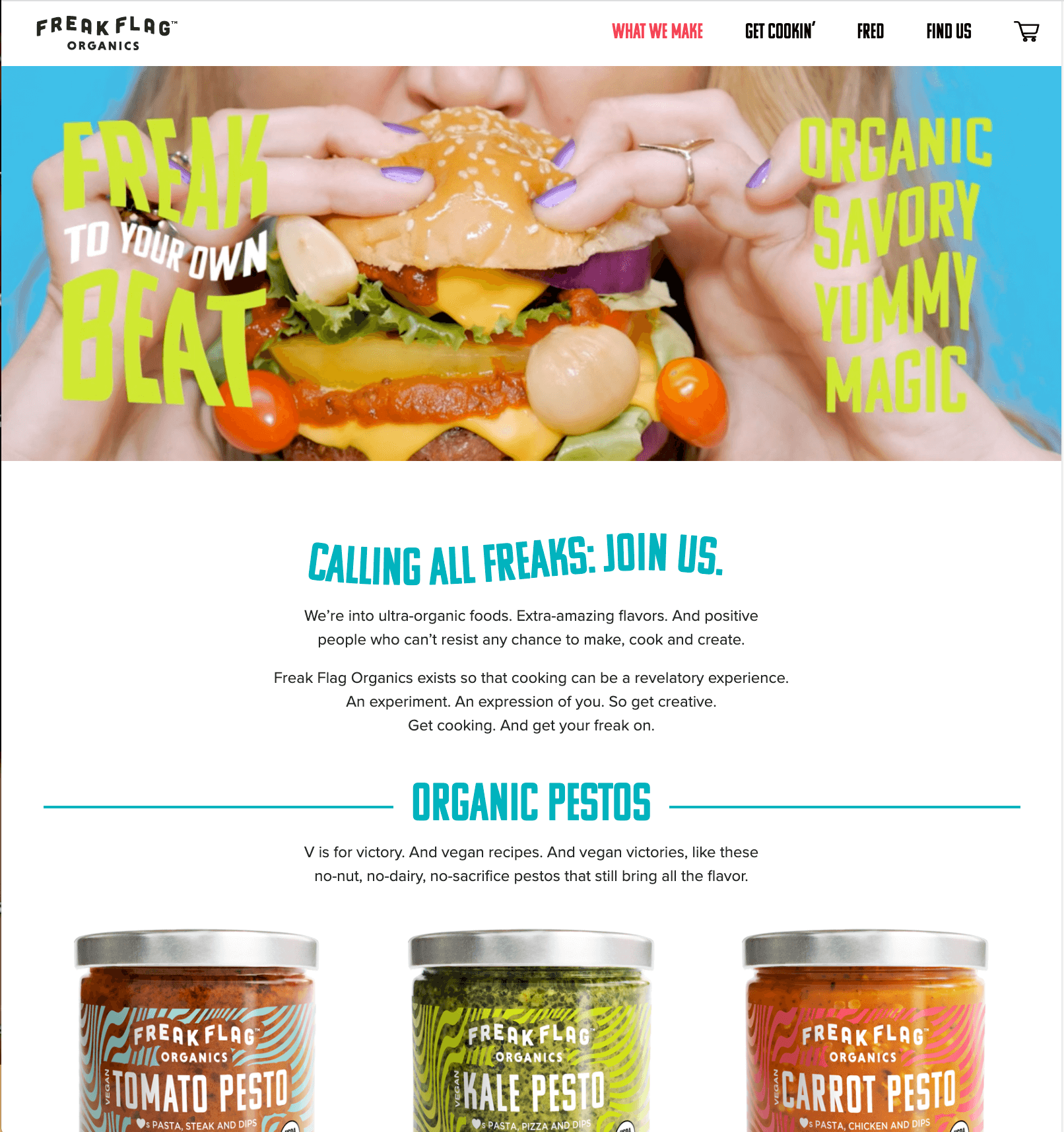  Freak Flag Organics website homepage 